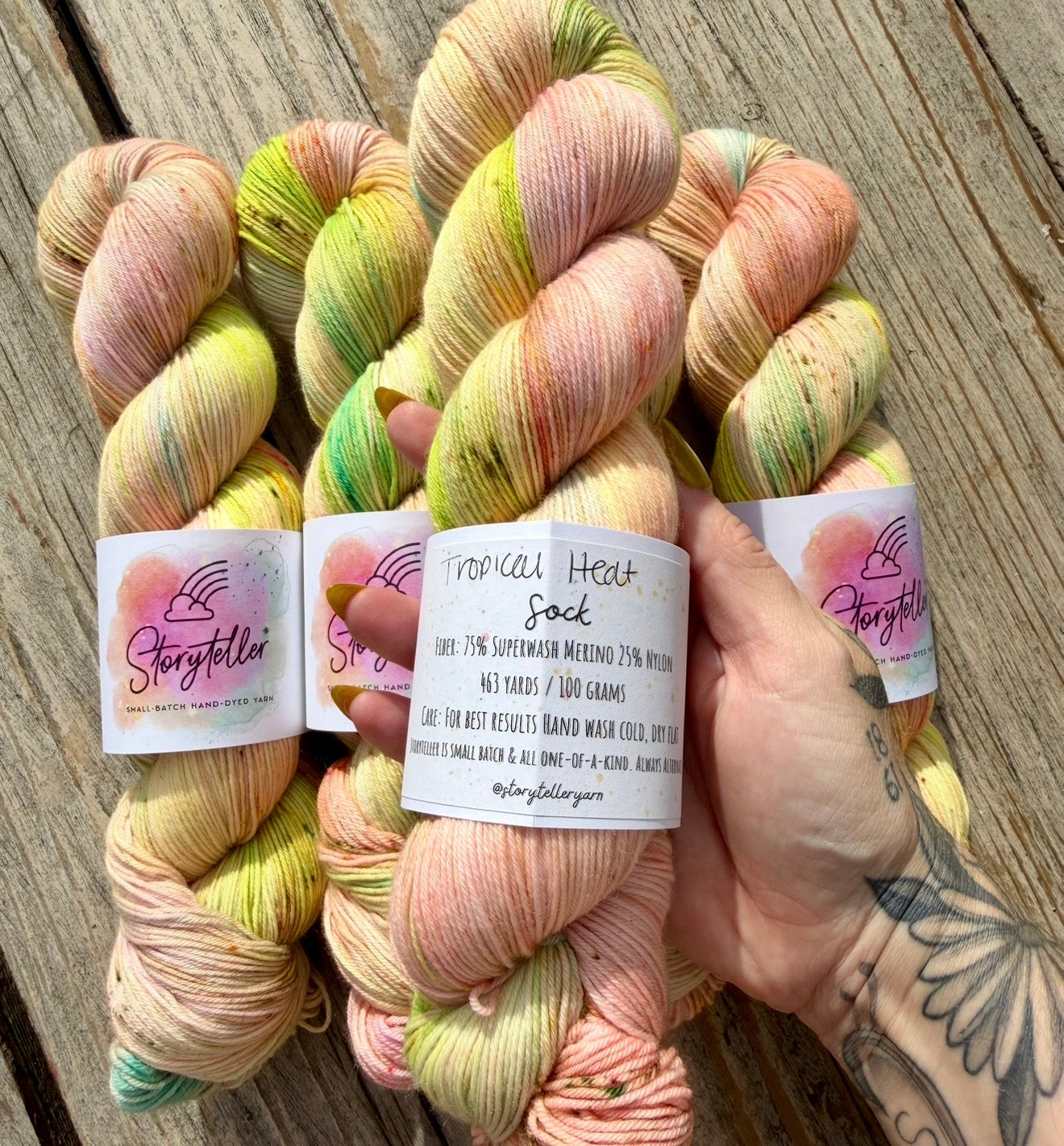 Storyteller Yarn | Hand-Dyed Sock Yarn | Tropical Heat